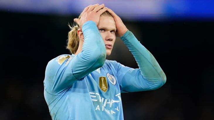 Erling Haaland, visiblemente frustrado tras una fallida actuación con el Manchester City