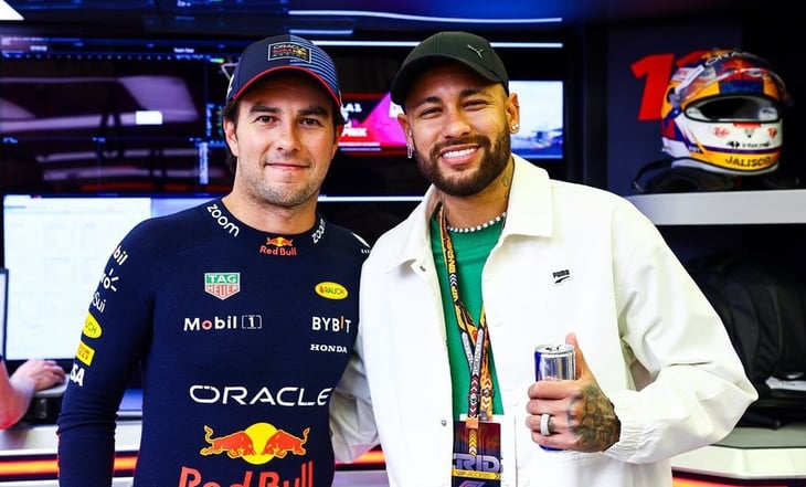 Checo Pérez recibe la visita de Neymar previo al Gran Premio de Bahréin