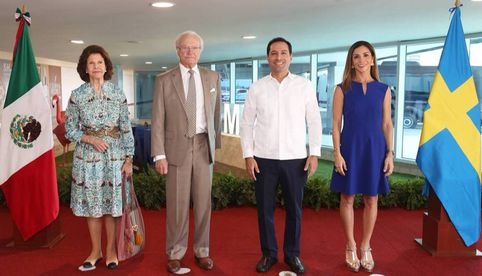 Gobernador de Yucatán recibe a los reyes de Suecia en Mérida