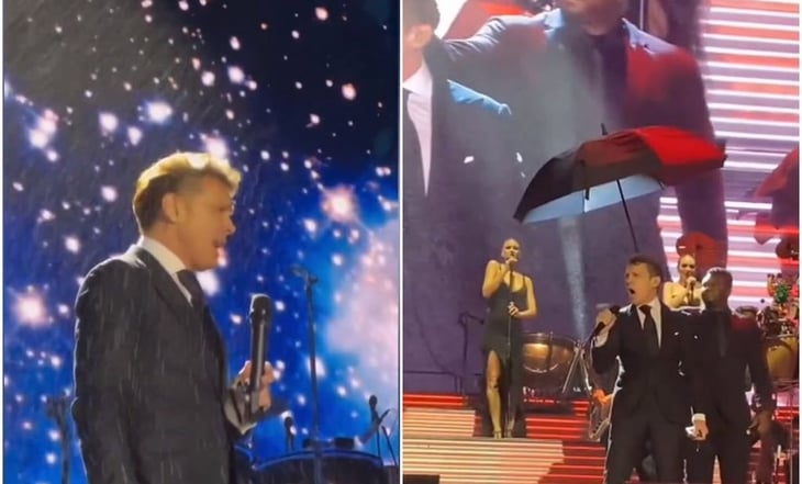 ¡Luis Miguel cantó hasta con sombrilla!: tormenta lo obliga a terminar antes su concierto