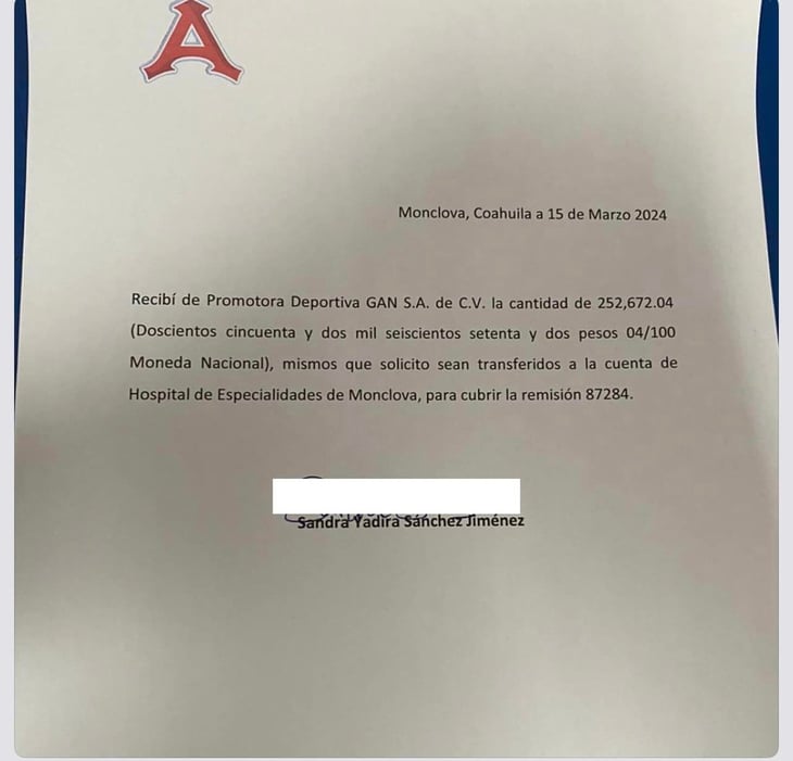 Acereros entrega 252 mil pesos para la recuperación de Daniel Sánchez