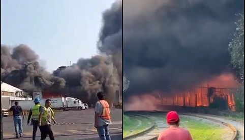 Incendio consume empresa de cartón en zona montañosa de Veracruz