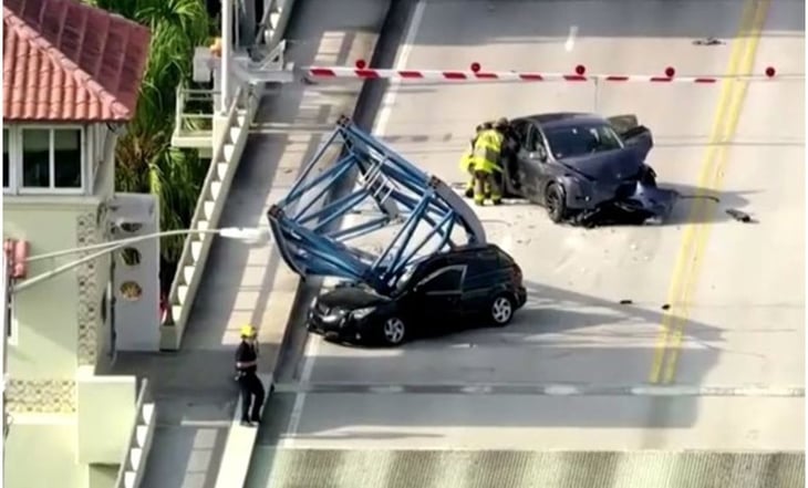 VIDEO: Cae parte de una grúa en puente de Florida y deja un muerto y dos heridos