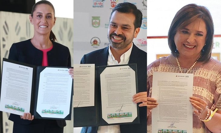 Claudia Sheinbaum, Xóchitl Gálvez y Álvarez Máynez firman Pacto por la Primera Infancia