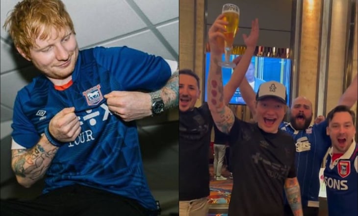 Ed Sheeran festejó el ascenso del Ipswich Town a la Premier League bebiendo cerveza
