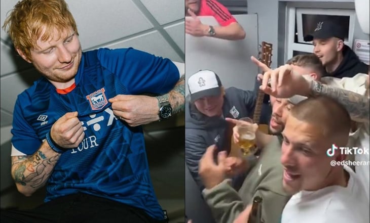 VIDEO: Ed Sheeran cantó 'Thinking Out Loud' con los jugadores del Ipswich bebiendo cervezas