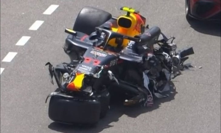 Checo Pérez sufre durísimo choque en el GP de Mónaco; su auto quedó destrozado
