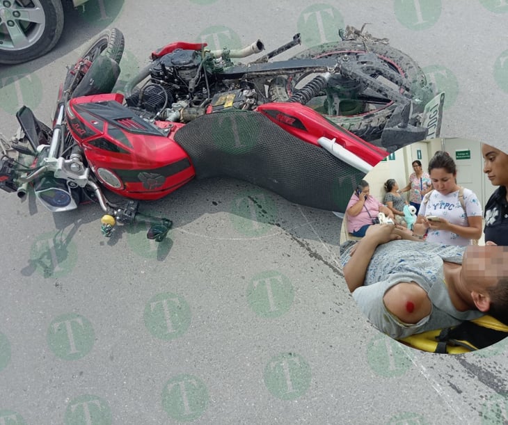 Joven motociclista resulta lesionado en accidente en Monclova
