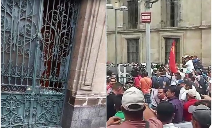 CNTE da portazo en Palacio Nacional; se enfrenta con policías, tras a reunión con AMLO