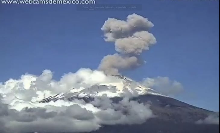 Volcán Popocatépetl registra ligera emisión de vapor sin ceniza volcánica, informa PC