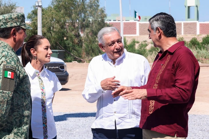 AMLO y Claudia Sheinbaum visitan la construcción de la nueva sede de Aduanas en Nuevo Laredo, Tamaulipas