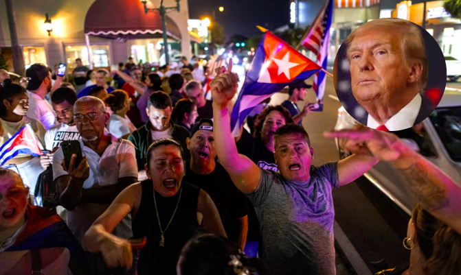 Protesta en Miami por valla que compara a Trump con Fidel Castro