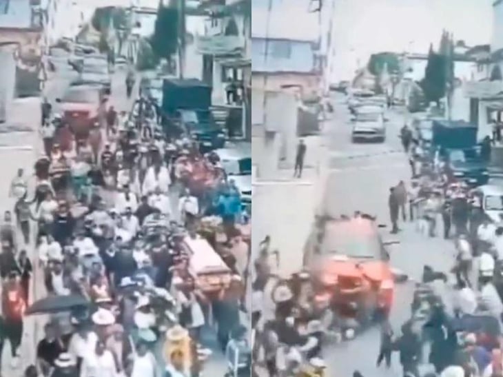 VIDEO: Vehículo se queda sin frenos y arrolla a asistentes a un funeral en Puebla