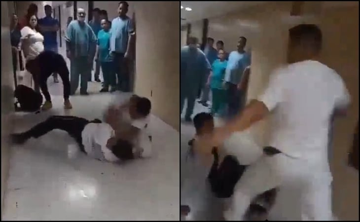 VIDEO: Enfermero golpea a guardia de seguridad del IMSS en Puebla