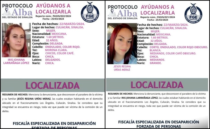 Localizan con vida a 2 mujeres que fueron 'levantadas' en marzo en Culiacán 