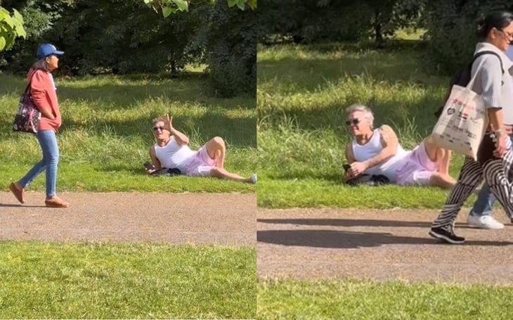 Robbie Williams pasa desapercibido en parque de Londres
