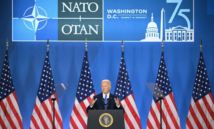 Biden se confunde y llama 'Vicepresidente Trump' a Kamala Harris en conferencia de la OTAN