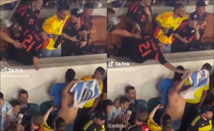 VIDEO: Amigos de Maluma intentaron robarle una camiseta de Argentina a un aficionado