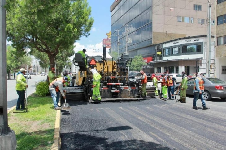 Secan máquinas de pavimentación, los árboles de bulevar Carranza