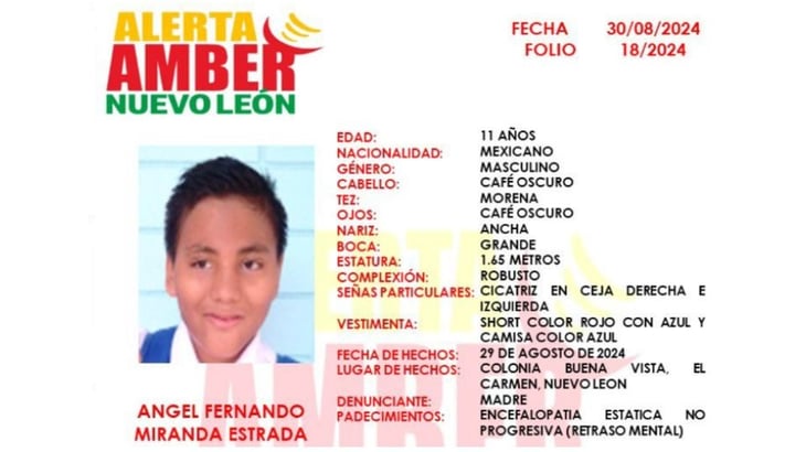 Niño de 11 años desaparece en Nuevo León mientras sus papás dormían