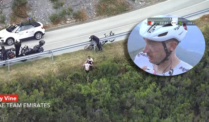 Ciclista de La Vuelta a España sufre accidente y se va a la barranca