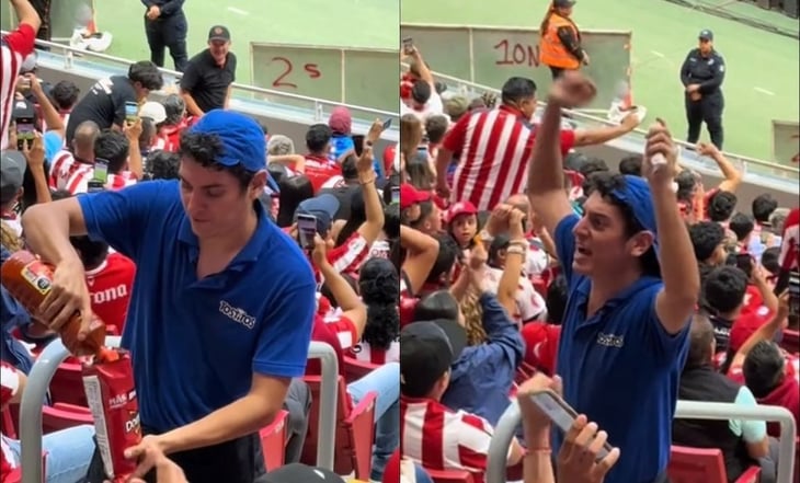 VIDEO: Vendedor del estadio Akron se hace viral por cantar porras de Chivas como un aficionado más