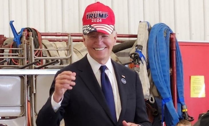 VIDEO: Biden sorprende al ponerse una gorra de Trump durante evento