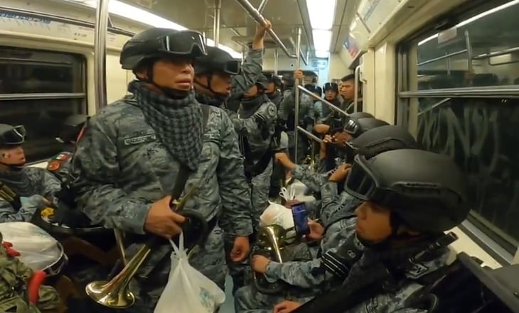 Contingente de la GN llega en Metro para participar en el Desfile Cívico Militar 2024