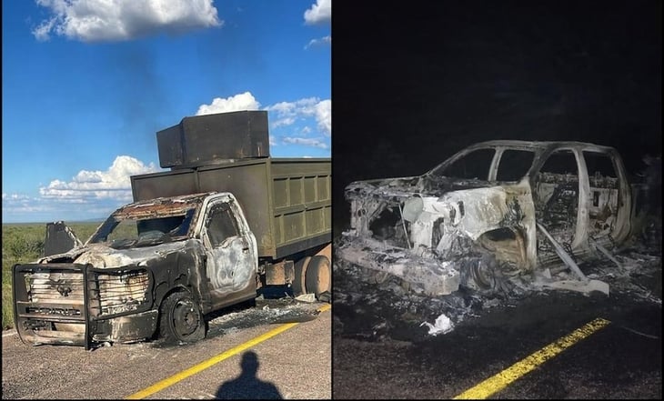 Tras enfrentamientos, aseguran 2 vehículos calcinados en carretera de Chihuahua