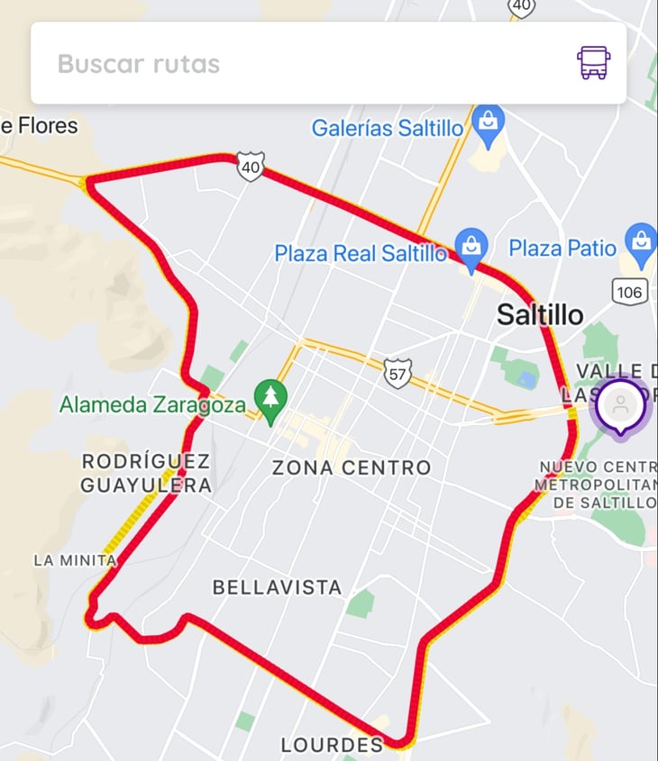 Solo 4 rutas en la aplicación de transporte