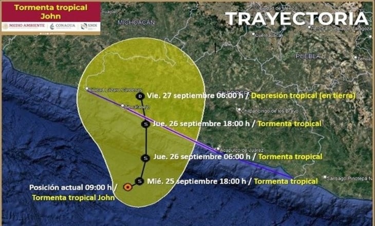 Tormenta tropical John amenaza con lluvias intensas en Guerrero y Oaxaca