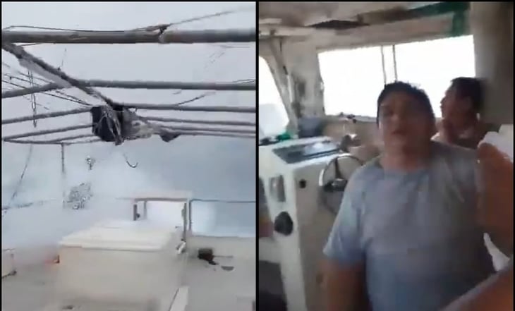 VIDEO: Pescadores se enfrentan a mar embravecido por huracán Milton