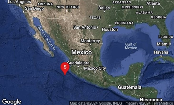 Se registra sismo de magnitud 5.6 al suroeste de Cihuatlán, Jalisco