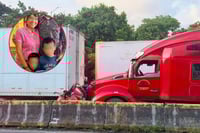 Madre e hijos fallecen tras choque de camioneta con tractocamiones en Veracruz