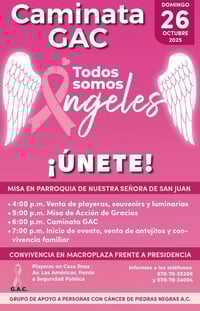 Caminata “Todos Somos Ángeles” busca crear conciencia sobre el cáncer en Piedras Negras