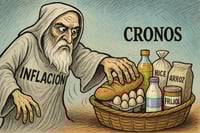 Caricatura editorial- Cronos en el súper: el tiempo no alcanza, y el dinero menos
