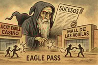 Caricatura editorial - Eagle Pass bajo fuego