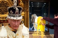 VIDEO: Activistas lanzan comida a la Corona Imperial en Londres y son arrestados