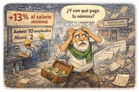 Caricatura editorial - El peso del salario recae en pocos hombros