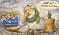 Caricatura editorial - Cronos y la balanza laboral de Coahuila