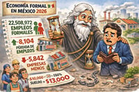 Caricatura editorial - Cronos muestra la dura realidad de empleos y empresas en México