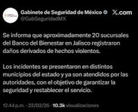 Bancos suspenden servicios por violencia en Jalisco