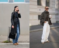 Guía de moda para llevar tenis color café con jeans color
