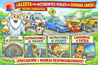 Caricatura editorial - Aumentan accidentes viales en la Región Carbonífera antes de Semana Santa
