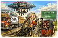 Caricatura editorial - Diésel en alza, costos en cadena