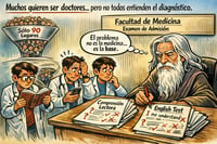 Caricatura editorial - Deficiencias académicas complican ingreso a carrera de Medicina