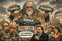 Caricatura editorial - “AHMSA: desmantelada entre deudas y engaños”