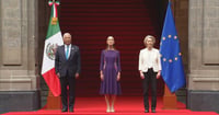 Claudia Sheinbaum recibe a Ursula von der Leyen en Palacio Nacional