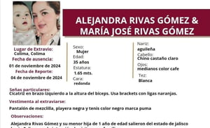 Alejandra Rivas Gómez, quien había desaparecido junto con su bebé de un año cuando se dirigía de Colima a Jalisco, fue encontrada sin vida, según confirmaron