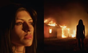 La rapera argentina muestra visualmente su actitud hacia los hechos que relata la letra, con un video que muestra una casa incendiándose, quemando con ello